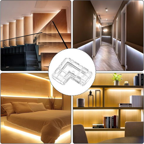 WJIAAA 20 2Pin 8mm Pcs LED Strip Connectors, L Shape LED Light Connector for Single Color COB, No Welding Transparent