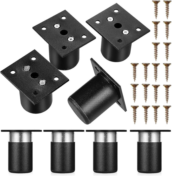 Lurrose 8pcs Adjustable Aluminum Alloy Furniture Feet Levelers, 5cm Matte Black Furniture