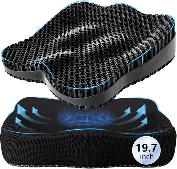 Tsmertor 19.7in Thicken Cooling Gel Seat Cushion, Larger Gel Seat Cushion for Long