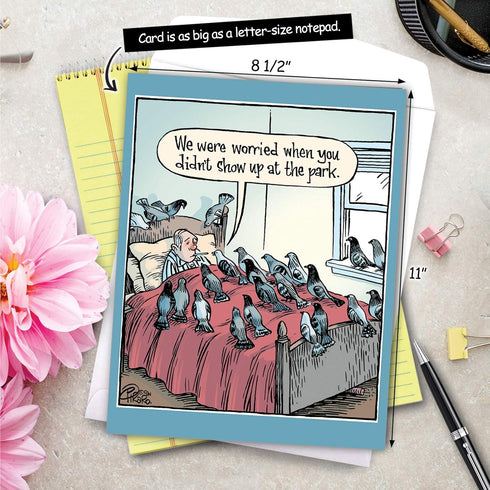 NobleWorks Big Funny Group Get Well Card, Jumbo Feel Better Soon from All of Us, 8.5 x 11 Inch