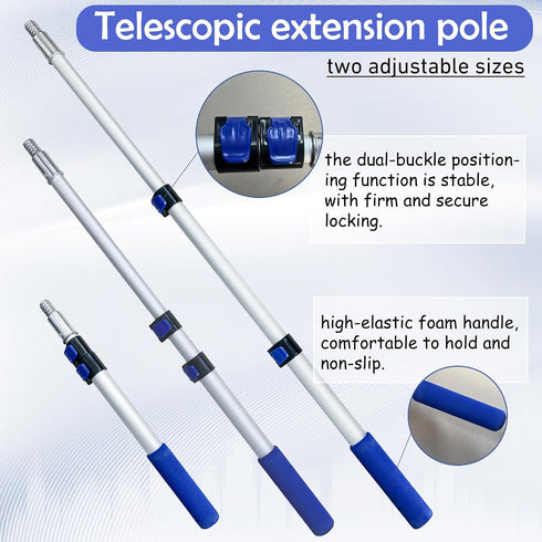 Dekonmon 16PCS, 9&4 Inch 2-4FT 4 Paint Roller Kit Paint Roller with Adjustable Stainless Steel Extension Pole
