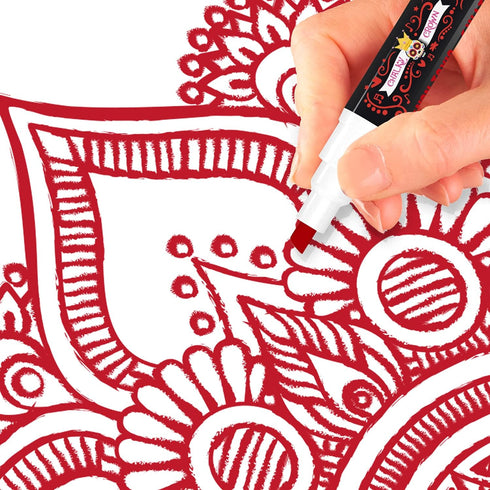 CHALKY CROWN 5 Pack Liquid Chalk Marker Pen - 6mm Reversible Tip for Chalkboard Signs, Windows, Blackboard, Glass (Red)