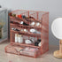 Spacrea Pen Holder Desk Organizer - Pencil Holder with 10 Compartments and 1 Drawer, Rose Gold