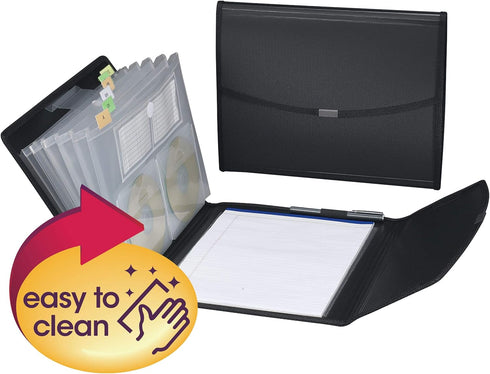 Smead Poly Pro Series II Pad Folio - 7-Pocket Expanding File, Letter Size, Black (85830)