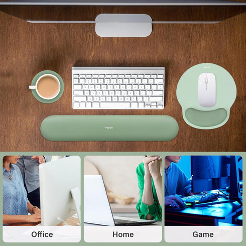 Set, MOSISO Wrist Rest Support for Mouse Pad&Keyboard Circle Curved Ergonomic Mousepad&Coaster Non-Slip Base