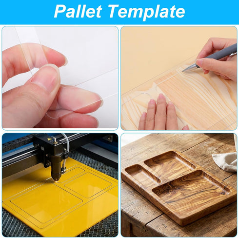 HekouJiub 3 Pocket Valet Tray Router Templates Rectangle Clear Acrylic Templates for Woodworking Transparent Router