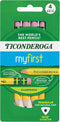Ticonderoga My First Short Triangular Wood-Cased Pencils, 2 HB Soft with Erasers, Yellow, 4 Count