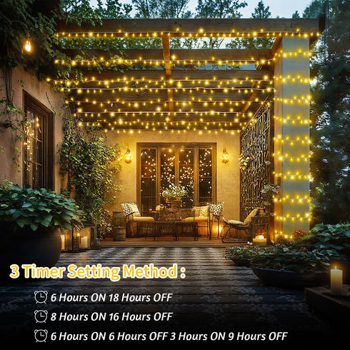 200 500 8 FT LED Christmas Lights Outdoor Fairy Lights Plug In Extra Long String Lights Clear Wire Waterproof Modes