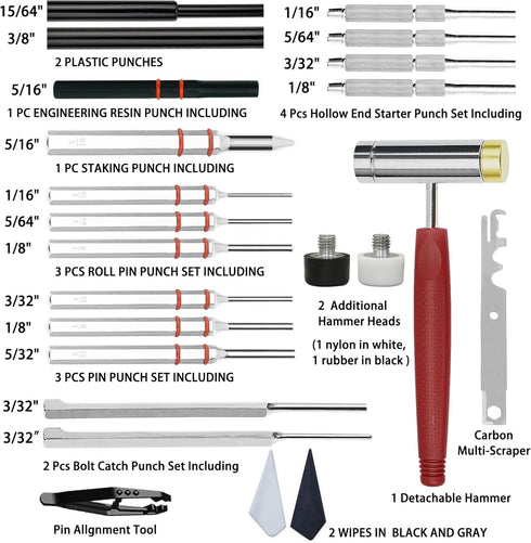 Set, Hammer, BESTNULE Roll Pin Punch Punch Tools, Made of Solid Material Including Steel Punch and Ideal for Machinery