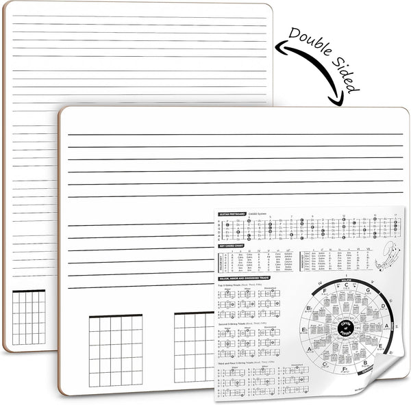 SCRIBBLEDO Guitar Practice Dry Erase White Board, 11 x 14 Inch Portable Double Sided for Kids, Musicians