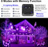 YAOZHOU 2Pack 200Led 8 Solar Christmas Halloween String Lights Purple Outdoor Waterproof Total Modes Copper String