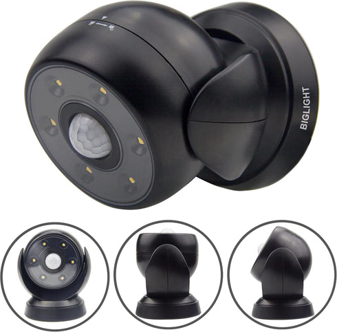 BIGLIGHT 200 Battery Operated Motion Sensor Spotlight, Wireless LED Flood Light Indoor Outdoor, Waterproof Security