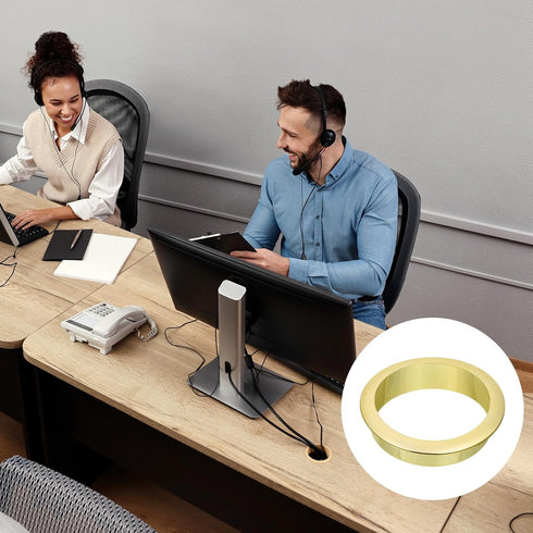 uxcell 2 Pcs Nylon Desk Grommets, 2.36 inch Cable Hole Cover for Computer Desk, Gold
