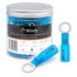 Wirefy 130 PCS Heat Shrink Ring Terminals 1/4" - Blue 16-14 AWG Eyelet Wire Connectors - Resistant Ring Connectors