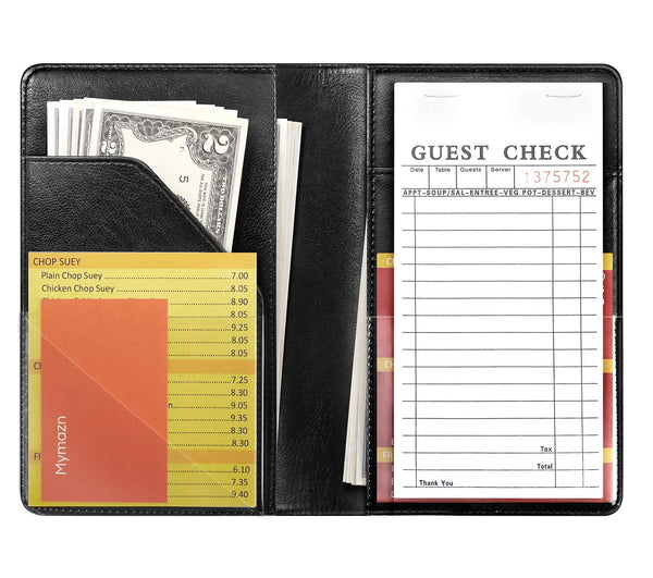 Mymazn Black Server Books for Waitress Book Waiter Book Server Booklet Restaurant