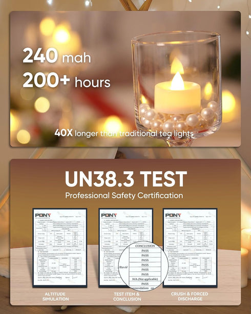 Homemory 12Pack Flameless LED Tea Lights Battery Operated, 200+ Hours Electric Fake Candles for Votive, Halloween,