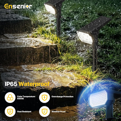 56 3000K IP65 4 Pack Ensenior Solar Spotlights Outdoor, LEDs Brightness Adjustable LED Solar Garden Lights, Halloween