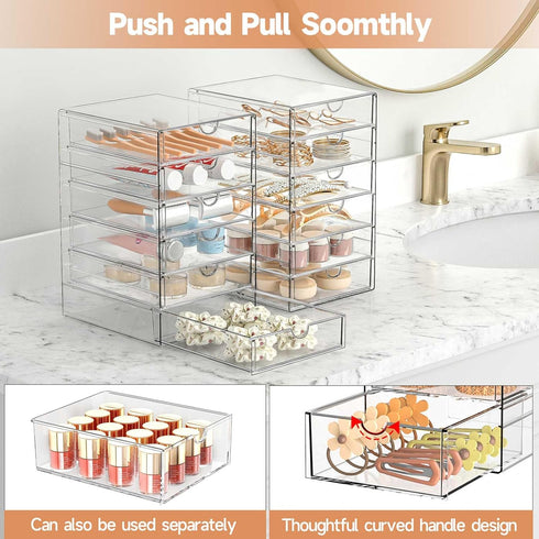 DOMNIU 24 4 Set Countertop, Makeup Drawer Storage Organizer with Drawers, Acrylic Office Desk Organization and Storage