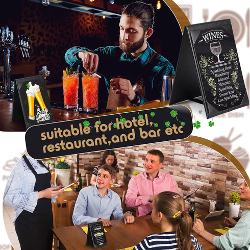 2 Supplies(12 Pack,4 6 Inch) Gerrii Leatherette Table Tents Black PU Leather Menu Covers Bulk Double Sided Frame Sign
