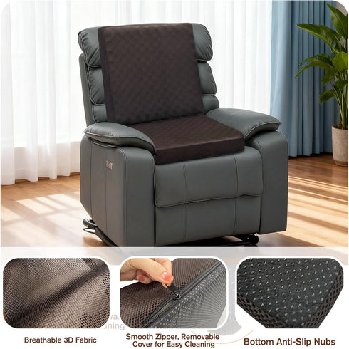 Wibeelee 19.7 19.7 Inches, 4.3 Inch Brown Egg Crate Foam Recliner Cushion with Back Support, x Thick Seat, Reduces