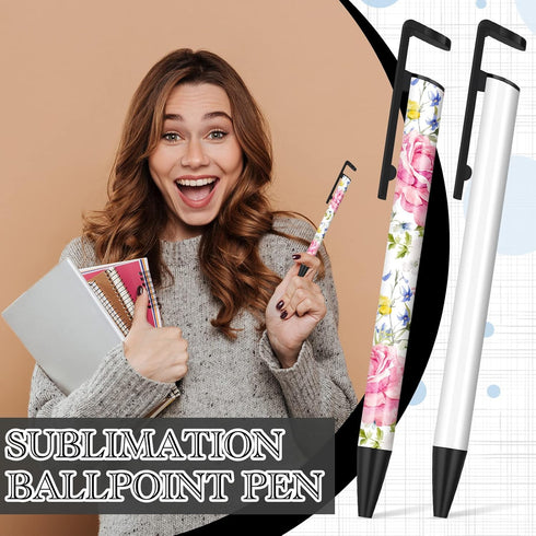 Sublimation Blank Heat Transfer Ballpoint Pens - White Aluminum Customized Clip Pen for DIY School Supplies