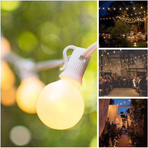 (10 G40 1.6" Bulbs Hometown Evolution, Inc. White Pearl Outdoor Patio Globe String Lights Foot, White Pearl - Black