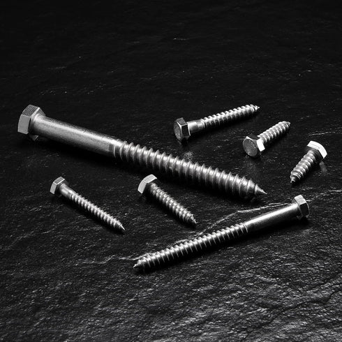 10 Pcs 3/8" x 4" Hex Head Lag Screws Bolts, 304 Stainless Steel 18-8, Partial Thread, Hexagon Head Wood Screws