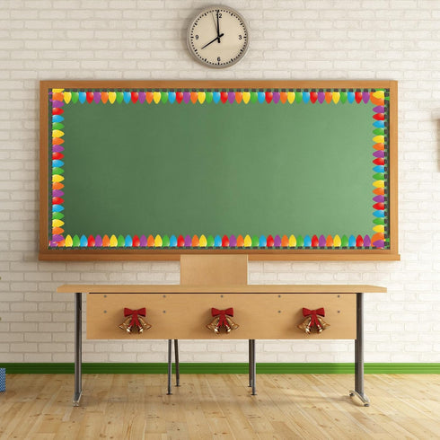 Whaline 32.8ft Christmas Light Bulletin Board Borders, Colorful Light Bulb Die-Cut Trim for Classroom