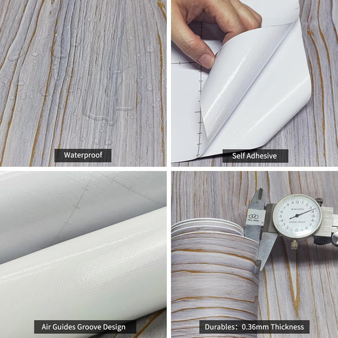 Purple Wood Contact Paper, Peel and Stick Removable Wallpaper for Cabinets and Kitchen Countertop 15.7"x118"