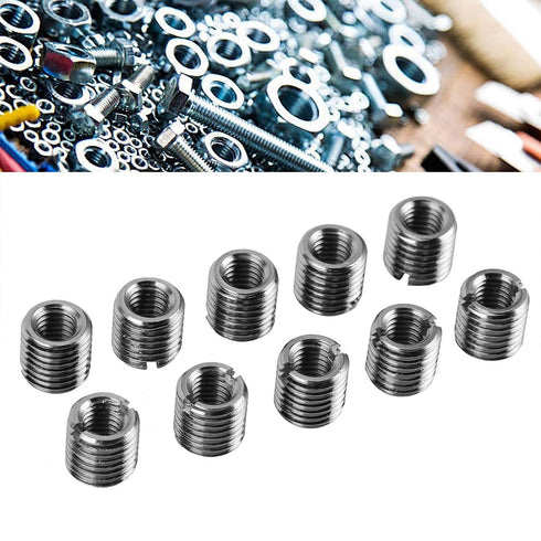 10pcs Self Tapping Thread Insert, Externally Threaded Insert Inner M8 X 1.25 Outer M12 X 1.5 Length 12mm Hardware Accessories
