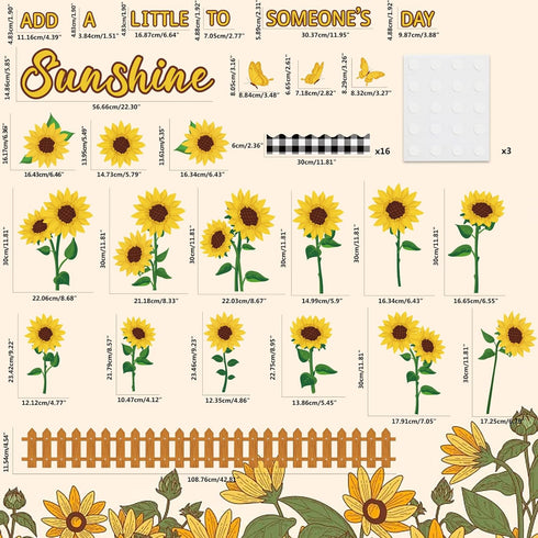 Sunflower Bulletin Board Decoration Sun Flower Cutout Set with Butterflies Fences Bulletin Cardboard with Motivational Sayings Cutouts for Classroom Window Wall Door Home Office Nursery School Decor by Jacyan