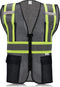 High Visibility Reflective Safety Vest with Zipper and Pockets Translucent Black