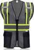 High Visibility Reflective Safety Vest with Zipper and Pockets Translucent Black