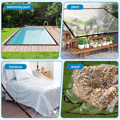 Grommets 6x16ft,Heavy Clear Tarps with Duty Waterproof Clear Plastic Tarp Cover,Transparent PVC Vinyl Tarpaulin