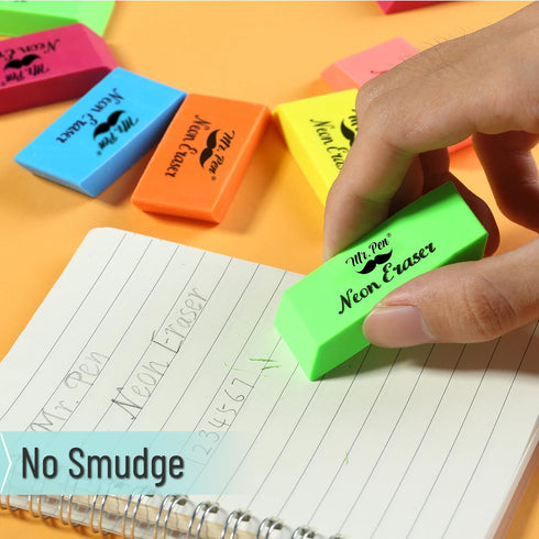 Mr. Pen Erasers, Pencil Eraser 12 Pack in Neon Colors, Back to School Supplies