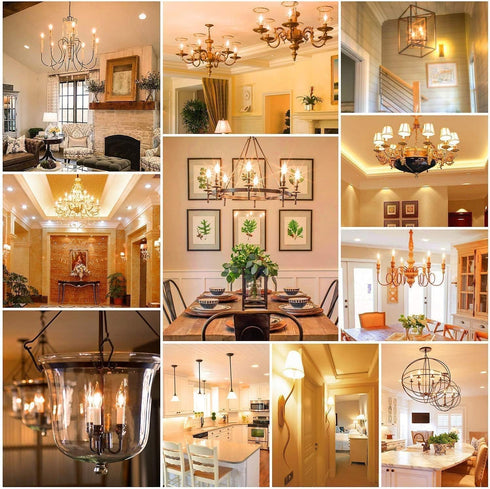 12 Pack Bulbs 0.7W=7W C22T E12 Bulbs 7 Bulbs 2200K LED Vintage Candelabra Night Lights Edison Mini Candle Filament