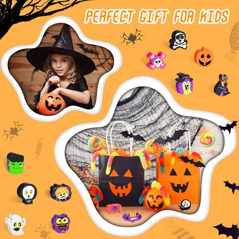 Hicarer Halloween Erasers Supplies, Cute Ghost Pumpkin Skull Erasers, MultiColor Pencil Rubber Erasers for Kids