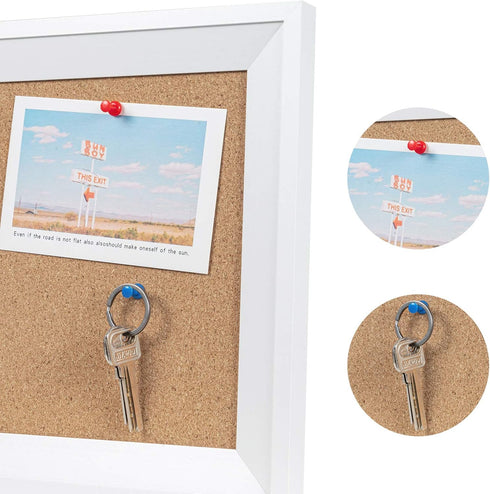 HBlife Cork Board Bulletin Board 11 x 17 inch with White Frame, Decorative Hanging Pin Board for Office and Home