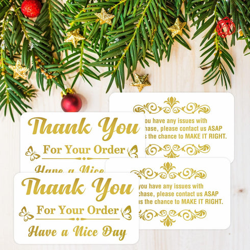 PARTH IMPEX Thank You for Your Order Cards, Pack of 100, 3.5" x 2", Gold Foil Purchase Inserts for Small Business