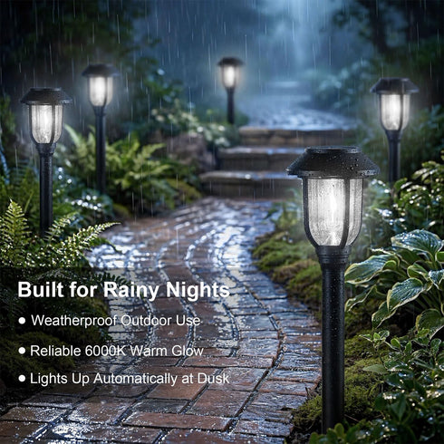 8 Pack, Solar Lights Outdoor Cool White Solar Pathway Lights, Auto On/Off,Waterproof Solar Powered LED Landscape