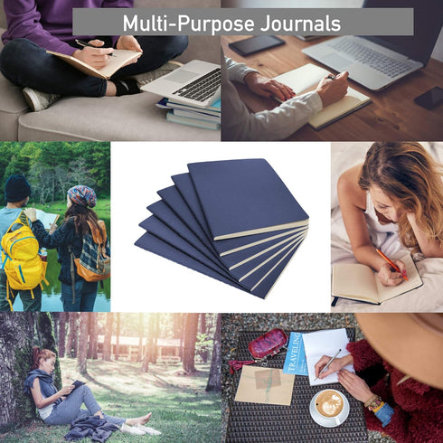 Simply Genius A5 Dotted Notebooks, Softcover Journals for Work, Travel, Business, College, 92 Pages (Navy, 6 Pack)