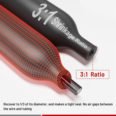 RED WOLF 320 PCS Heat Shrink Tubing, 3:1 Ratio Adhesive Lined, Marine Grade for Electrical Cable Insulation