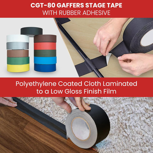 T.R.U. CGT-80 Black Gaffers Stage Tape with Rubber Adhesive, 1/2 in. Wide x 60 Yards Length - GGR Supplies