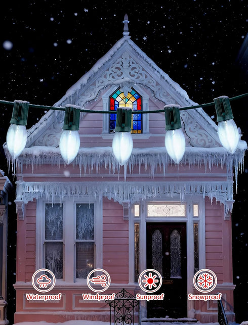 Adirxon C9 2-Pack (50FT) 50 Bulbs, Commercial UL588 LED Christmas Lights Outdoor Waterproof - Shatterproof Connectable