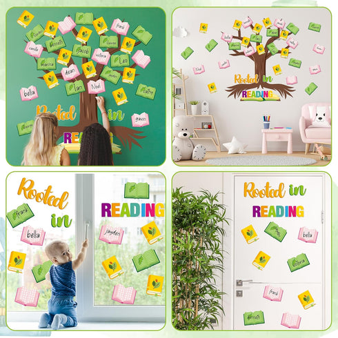 CY2SIDE Reading Tree Bulletin Board Set, 55PCS Rooted in Reading Tree Cutouts for Back to School Decoration