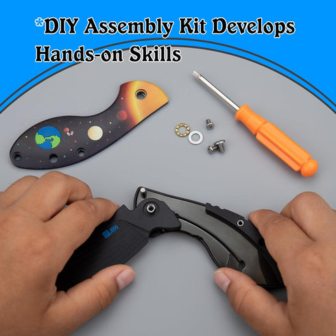 G10 G10 JIN Starry Kids Knife, Fidget Toy Knives, Dull Blade, Folding EDC, DIY Kit, Safe for Child, Handle with Solar