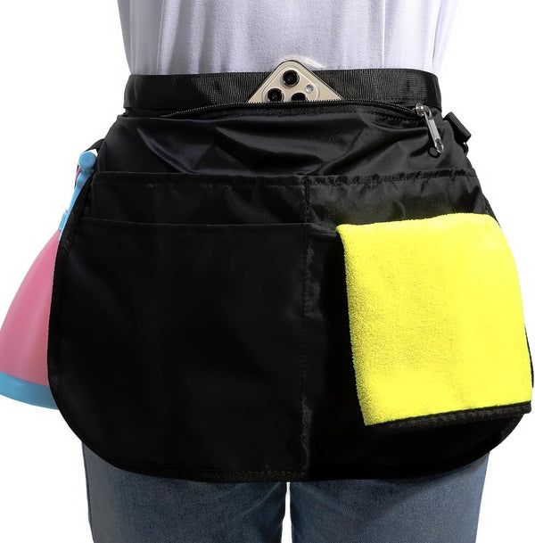Small Size Cleaning Caddy Apron for Women, 5 Pockets, Professional Waterproof Cleaning Supplies for Housekeepers