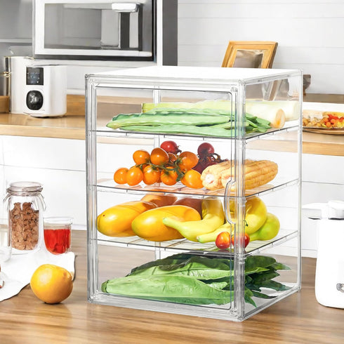 Countertop,4 Display15.5x11.4x9.8inch1 Pack SANKEU Pastry Display Case,Bread Box for Kitchen Layers Adjustable Clear