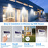 2 Pack 140 Peasur Solar Powered Lights Outdoor Motion Sensor, LED Fence Light Waterproof, White Frame Security Wall