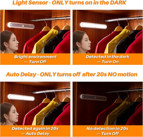 11 Closet, 2 Pack STAR-SPANGLED Motion Sensor Lights Indoor AA Battery Operated, Stick on LED Light for Stairs, Under